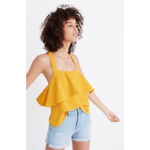 Madewell Yellow Texture and Thread Tiered Tank